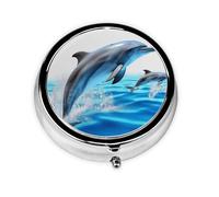 Pill Box Small Pill Case for Pocket & Purse Pill Organizer Portable Pill Container Cute Medicine Organizer Unique 3D Animal Dolphin Travel Pillbox for Vitamin Fish Oil Supplements