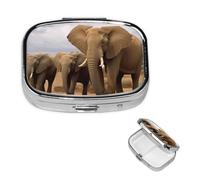 Pill Box Small Pill Case for Pocket & Purse Pill Organizer Portable Pill Container Cute Medicine Organizer Elephant Family Travel Pillbox for Vitamin Fish Oil Supplements