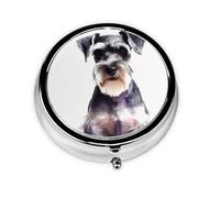 Pill Box Small Pill Case for Pocket & Purse Pill Organizer Portable Pill Container Cute Medicine Organizer Well-Behaved Schnauzer Travel Pillbox for Vitamin Fish Oil Supplements