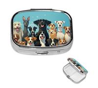 Pill Box Small Pill Case for Pocket & Purse Pill Organizer Portable Pill Container Cute Medicine Organizer A Large Group of Dogs Travel Pillbox for Vitamin Fish Oil Supplements