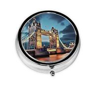 Pill Box Small Pill Case for Pocket & Purse Pill Organizer Portable Pill Container Cute Medicine Organizer Tower Bridge in London Travel Pillbox for Vitamin Fish Oil Supplements