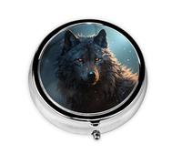 Pill Box Small Pill Case for Pocket & Purse Pill Organizer Portable Pill Container Cute Medicine Organizer Fantasy Wolf Travel Pillbox for Vitamin Fish Oil Supplements