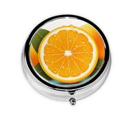 Pill Box Small Pill Case for Pocket & Purse Pill Organizer Portable Pill Container Cute Medicine Organizer Fresh Orange Fruit Travel Pillbox for Vitamin Fish Oil Supplements