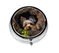 Pill Box Small Pill Case for Pocket & Purse Pill Organizer Portable Pill Container Cute Medicine Organizer A Little Yorkshire Terrier Travel Pillbox for Vitamin Fish Oil Supplements