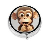 Pill Box Small Pill Case for Pocket & Purse Pill Organizer Portable Pill Container Cute Medicine Organizer The Silent Monkey Travel Pillbox for Vitamin Fish Oil Supplements