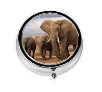 Pill Box Small Pill Case for Pocket & Purse Pill Organizer Portable Pill Container Cute Medicine Organizer Elephant Family Travel Pillbox for Vitamin Fish Oil Supplements