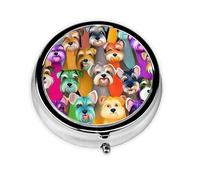 Pill Box Small Pill Case for Pocket & Purse Pill Organizer Portable Pill Container Cute Medicine Organizer Oil Cute Schnauzer Dogs Travel Pillbox for Vitamin Fish Oil Supplements