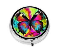 Pill Box Small Pill Case for Pocket & Purse Pill Organizer Portable Pill Container Cute Medicine Organizer Colorful Butterfly Travel Pillbox for Vitamin Fish Oil Supplements