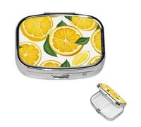 Pill Box Small Pill Case for Pocket & Purse Pill Organizer Portable Pill Container Cute Medicine Organizer Lemon Fruit Pattern Travel Pillbox for Vitamin Fish Oil Supplements