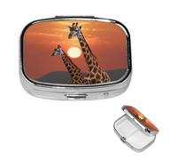 Pill Box Small Pill Case for Pocket & Purse Pill Organizer Portable Pill Container Cute Medicine Organizer Giraffe at Sunset Travel Pillbox for Vitamin Fish Oil Supplements