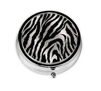 Pill Box Small Pill Case for Pocket & Purse Pill Organizer Portable Pill Container Cute Medicine Organizer Black and White Zebra Print Travel Pillbox for Vitamin Fish Oil Supplements