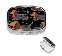 Pill Box Small Pill Case for Pocket & Purse Pill Organizer Portable Pill Container Cute Medicine Organizer I Love My Dog Dachshunds Travel Pillbox for Vitamin Fish Oil Supplements