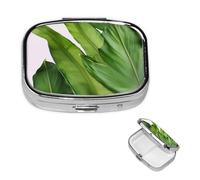 Pill Box Small Pill Case for Pocket & Purse Pill Organizer Portable Pill Container Cute Medicine Organizer Fresh Banana Leaves Travel Pillbox for Vitamin Fish Oil Supplements
