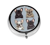 Pill Box Small Pill Case for Pocket & Purse Pill Organizer Portable Pill Container Cute Medicine Organizer French Bulldog Travel Pillbox for Vitamin Fish Oil Supplements