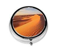 Pill Box Small Pill Case for Pocket & Purse Pill Organizer Portable Pill Container Cute Medicine Organizer Sand Dunes in The Sahara Desert Travel Pillbox for Vitamin Fish Oil Supplements