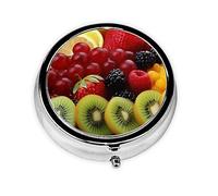 Pill Box Small Pill Case for Pocket & Purse Pill Organizer Portable Pill Container Cute Medicine Organizer Fresh Fruit Travel Pillbox for Vitamin Fish Oil Supplements