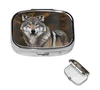 Pill Box Small Pill Case for Pocket & Purse Pill Organizer Portable Pill Container Cute Medicine Organizer Wild Wild Gray Wolf Travel Pillbox for Vitamin Fish Oil Supplements