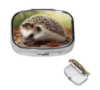 Pill Box Small Pill Case for Pocket & Purse Pill Organizer Portable Pill Container Cute Medicine Organizer Hedgehog Travel Pillbox for Vitamin Fish Oil Supplements