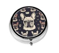 Pill Box Small Pill Case for Pocket & Purse Pill Organizer Portable Pill Container Cute Medicine Organizer I Love French Bulldog Travel Pillbox for Vitamin Fish Oil Supplements