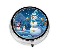 Pill Box Small Pocket Pill Case and Purse Portable Pill Organizer Cute Winter Medicine Organizer Snowman Travel Pills for Vitamin Supplements