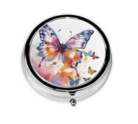 Pill Box Small Pocket Pill Case and Wallet Portable Pill Organizer Cute Medicine Organizer Watercolor Butterfly Travel Pills Fish Oil Supplements