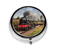 Pill Box Steam Train Pill Case for Purse Cute Small Travel Round Pill Organizer