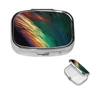 Pill Box Travel Pillbox with 2 Compartment Small Pill Case for Purse & Pocket Portable Medicine Organizer One Feather Cute Round Pill Container for Vitamins Medication Fish Oil