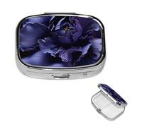 Pill Box Travel Pillbox with 2 Compartment Small Pill Case for Purse & Pocket Portable Medicine Organizer Purple Flower Texture Cute Round Pill Container for Vitamins Medication Fish Oil