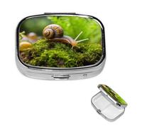 Pill Box Travel Pillbox with 2 Compartment Small Pill Case for Purse & Pocket Portable Medicine Organizer Snail Crawling Cute Round Pill Container for Vitamins Medication Fish Oil