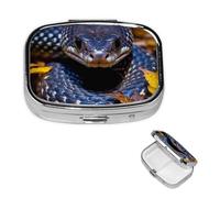 Pill Box Travel Pillbox with 2 Compartment Small Pill Case for Purse & Pocket Portable Medicine Organizer Forest Snake Cute Round Pill Container for Vitamins Medication Fish Oil