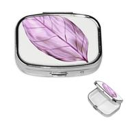 Pill Box Travel Pillbox with 2 Compartment Small Pill Case for Purse & Pocket Portable Medicine Organizer Lilac Leaves Cute Round Pill Container for Vitamins Medication Fish Oil