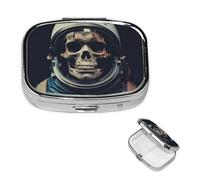 Pill Box Travel Pillbox with 2 Compartment Small Pill Case for Purse & Pocket Portable Medicine Organizer Movie Aesthetic Skull Cute Round Pill Container for Vitamins Medication Fish Oil
