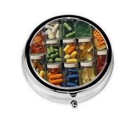 Pill Box Travel Pillbox with 3 Compartment Small Pill Case for Purse & Pocket Portable Medicine Organizer Pill Clustering Cute Round Pill Container for Vitamins Medication Fish Oil