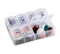Pill Box Weekly Supplement Organizer, Compact 8-Grid Tablet Holder Container 2.95 x 2.36 x 0.87 inches, Portable for Backpacking, Cruise, Vacation, College Dorm, Nursing Home, Switching