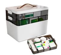 Pill Box With Groté Capacity - Portable Tablet Box With Three Levels, Desk Storage Container, Moisture Proof Medicine Holder | Dressing Table Bathroom Camping Travel Daily Supplement Organization Dra