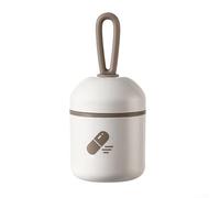 Pill Box with Keyring Moisture for Proof Small Pill Container Portable Travel Organiser for Vitamins White 3.5x3.5x4.7cm