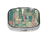 Pill Box with Mirror 2 Compartment Austin Texas Small Pill Case for Purse Or Pocket Mini Metal Pill Holder Travel Weekly Medicine Tablet Vitamin Holder Organizer Travel Gifts