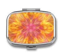 Pill Box with Mirror 2 Compartment Colorful Flower Pattern Pill Case for Purse Pocket Weekly Pill Organizer Travel Medicine Case Portable Pill Container Holder for Daily
