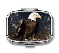 Pill Box with Mirror 2 Compartment Eagle Pill Case for Purse Pocket Weekly Pill Organizer Travel Medicine Case Portable Pill Container Holder for Daily
