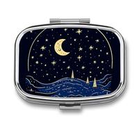 Pill Box with Mirror 2 Compartment Graffiti Outside The Star Pill Case for Purse Pocket Weekly Pill Organizer Travel Medicine Case Portable Pill Container Holder for Daily