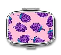 Pill Box with Mirror 2 Compartment Purple Outline Pattern Pill Case for Purse Pocket Weekly Pill Organizer Travel Medicine Case Portable Pill Container Holder for Daily