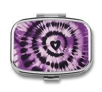 Pill Box with Mirror 2 Compartment Purple Tie Dye Pill Case for Purse Pocket Weekly Pill Organizer Travel Medicine Case Portable Pill Container Holder for Daily