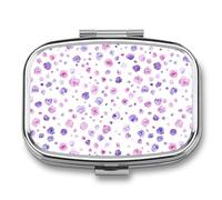 Pill Box with Mirror 2 Compartment Small Purple Rose Pill Case for Purse Pocket Weekly Pill Organizer Travel Medicine Case Portable Pill Container Holder for Daily