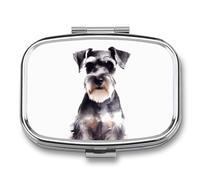 Pill Box with Mirror 2 Compartment Well-Behaved Schnauzer Pill Case for Purse Pocket Weekly Pill Organizer Travel Medicine Case Portable Pill Container Holder for Daily