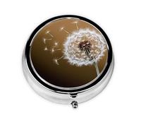 Pill Box with Mirror Blown Dandelion Blossom 3 Compartment Small Pill Case for Purse Or Pocket Mini Metal Pill Holder Travel Weekly Medicine Tablet Vitamin Holder Organizer Travel Gifts