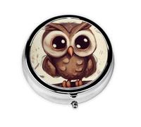 Pill Box with Mirror Cute Owl 3 Compartment Small Pill Case for Purse Or Pocket Mini Metal Pill Holder Travel Weekly Medicine Tablet Vitamin Holder Organizer Travel Gifts