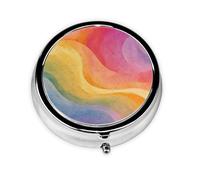 Pill Box with Mirror Rainbow 3 Compartment Small Pill Case for Purse Or Pocket Mini Metal Pill Holder Travel Weekly Medicine Tablet Vitamin Holder Organizer Travel Gifts