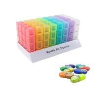 Pill Boxes 31 Day 4 Times a Day, 1 Month Tablet Dispenser, Monthly Vitamin Box Organiser, Medication Organizers to Hold Vitamins, Fish Oil, Supplements (Color, Four Times a Day)