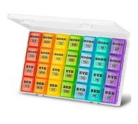 Pill Boxes 7 Day 4 Times a Day, Weekly Tablet Organiser Large Daily Pill Box Organiser 7 Day Travel Dosette Box with 28 Copartments, 7day Medication Organizer for Vitamins Pillbox (White-Extra Large)