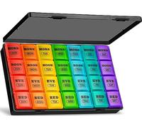 Pill Boxes 7 Day 4 Times a Day, Weekly Tablet Organiser Large Daily Pill Box Organiser 7 Day Travel Dosette Box with 28 Copartments, 7day Medication Organizer for Vitamins Pillbox (Black-Extra Large)